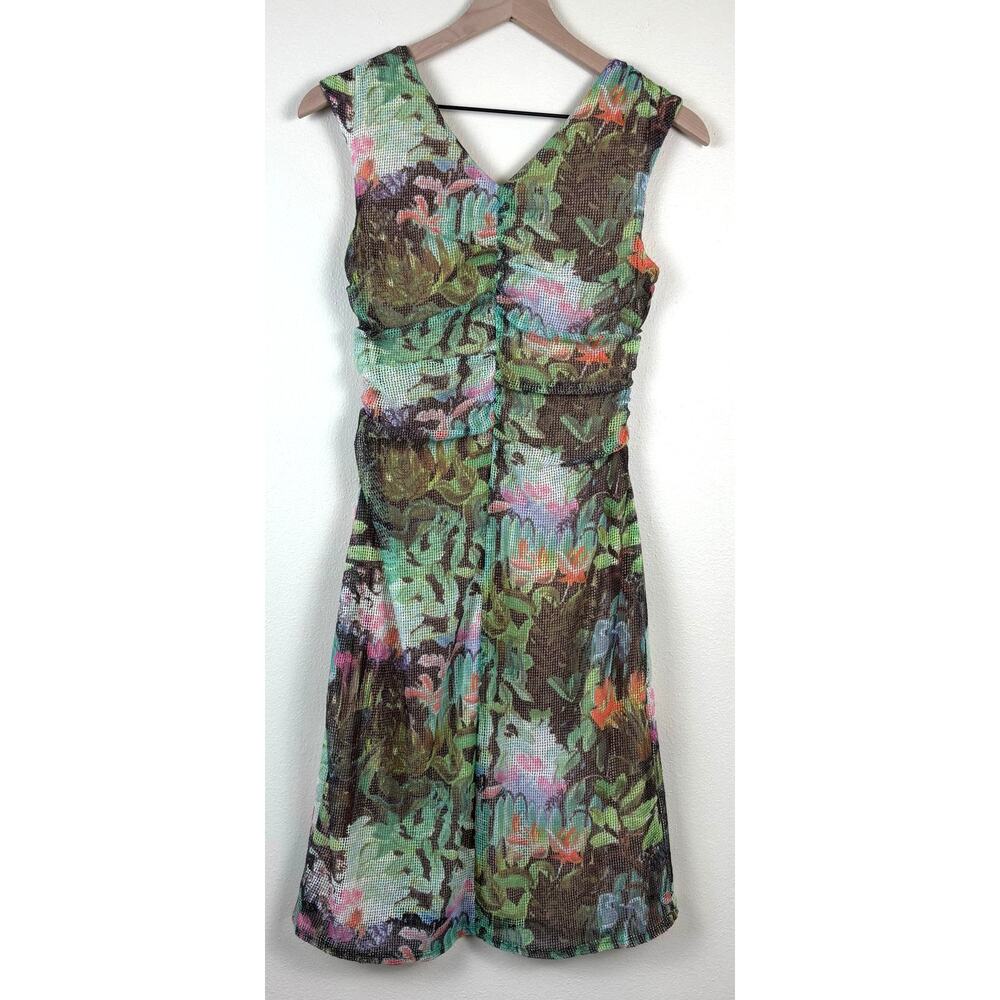 Anthropologie Weston Amisi Mesh Dress Size Medium in Green Motif - Picture 9 of 11